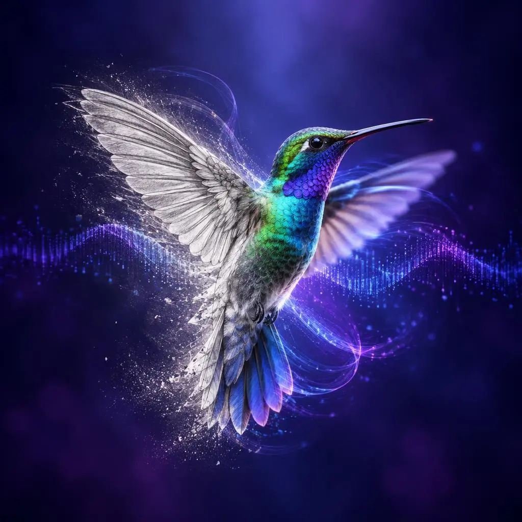 AI-generated hummingbird created with Vimugo